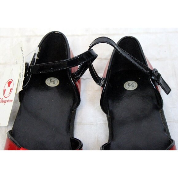 Disney Store Minnie Mouse Red Glitter Shoes Bow  Strap Dress Up Patent Leather - Picture 4 of 13